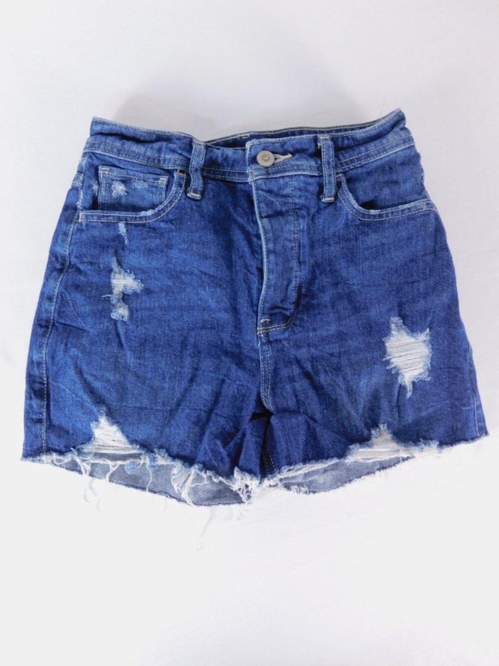 Hollister Denim Cutoff Shorts Womens 0 Blue Ultra High-Rise Distressed Frayed